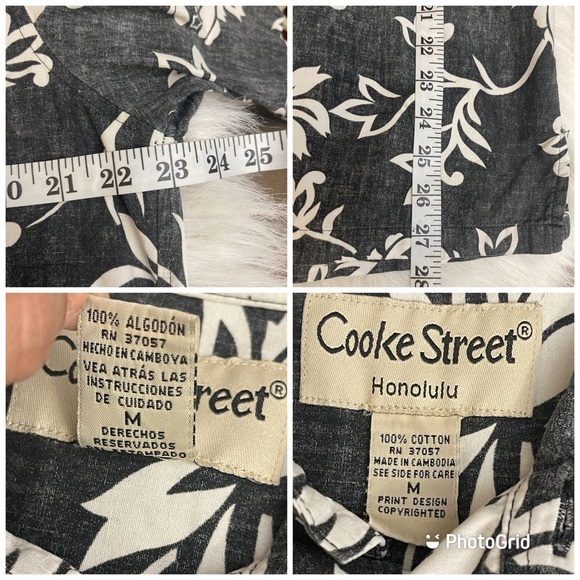Cooke Street Button Up Hawaiian ShirtMens Sz M Black White Floral - Picture 3 of 12